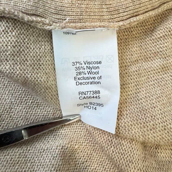 J.Crew Sweater Womens SZ L Bright Red Orange Color Block Wool Side Button Preppy - Picture 6 of 12